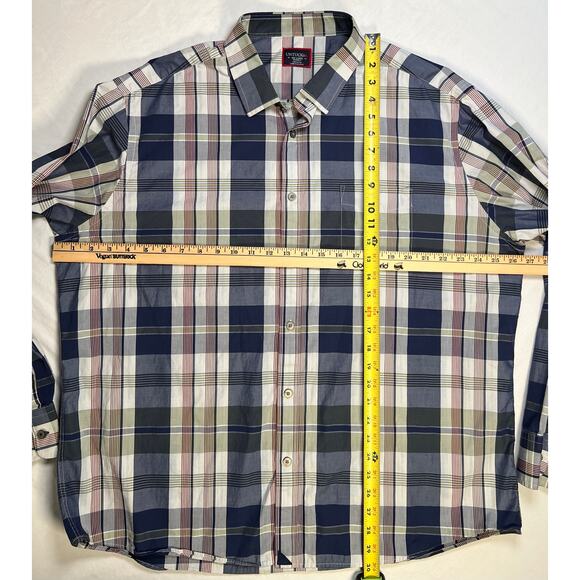 UNTUCKit Blue Red Tan Plaid Shirt Size XXLARGE 100% Cotton Relaxed Fit - Picture 8 of 10